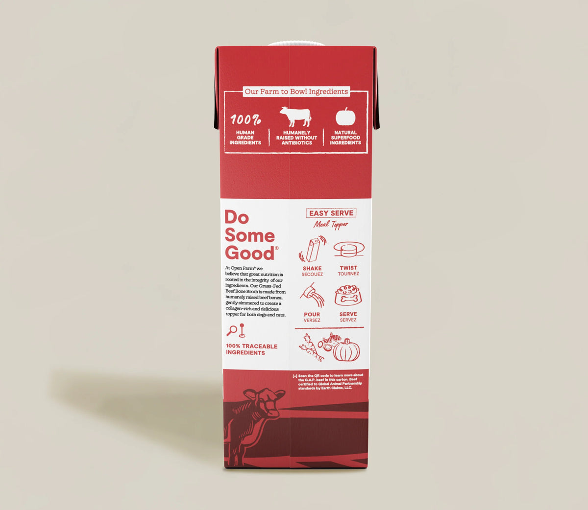 Bouillon d'os de bœuf nourri à l'herbe pour chiens